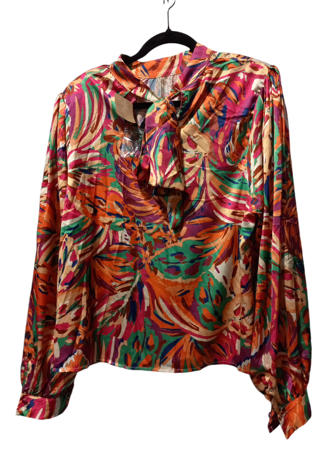 Blouse Long Sleeve By Flying Tomato In Multi-colored, Size: L