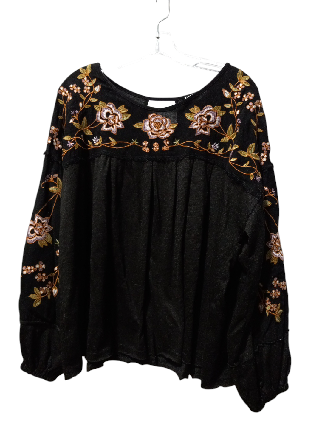 Blouse Long Sleeve By Clothes Mentor In Black, Size: M