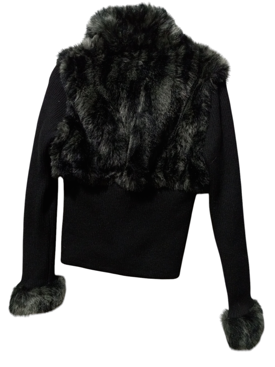 Jacket Faux Fur & Sherpa By Clothes Mentor In Black, Size: L