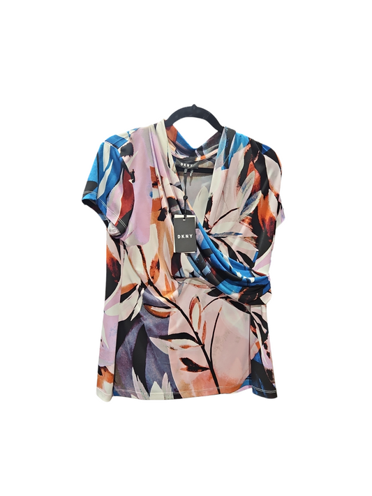 Blouse Short Sleeve By Dkny In Multi-colored, Size: Xl