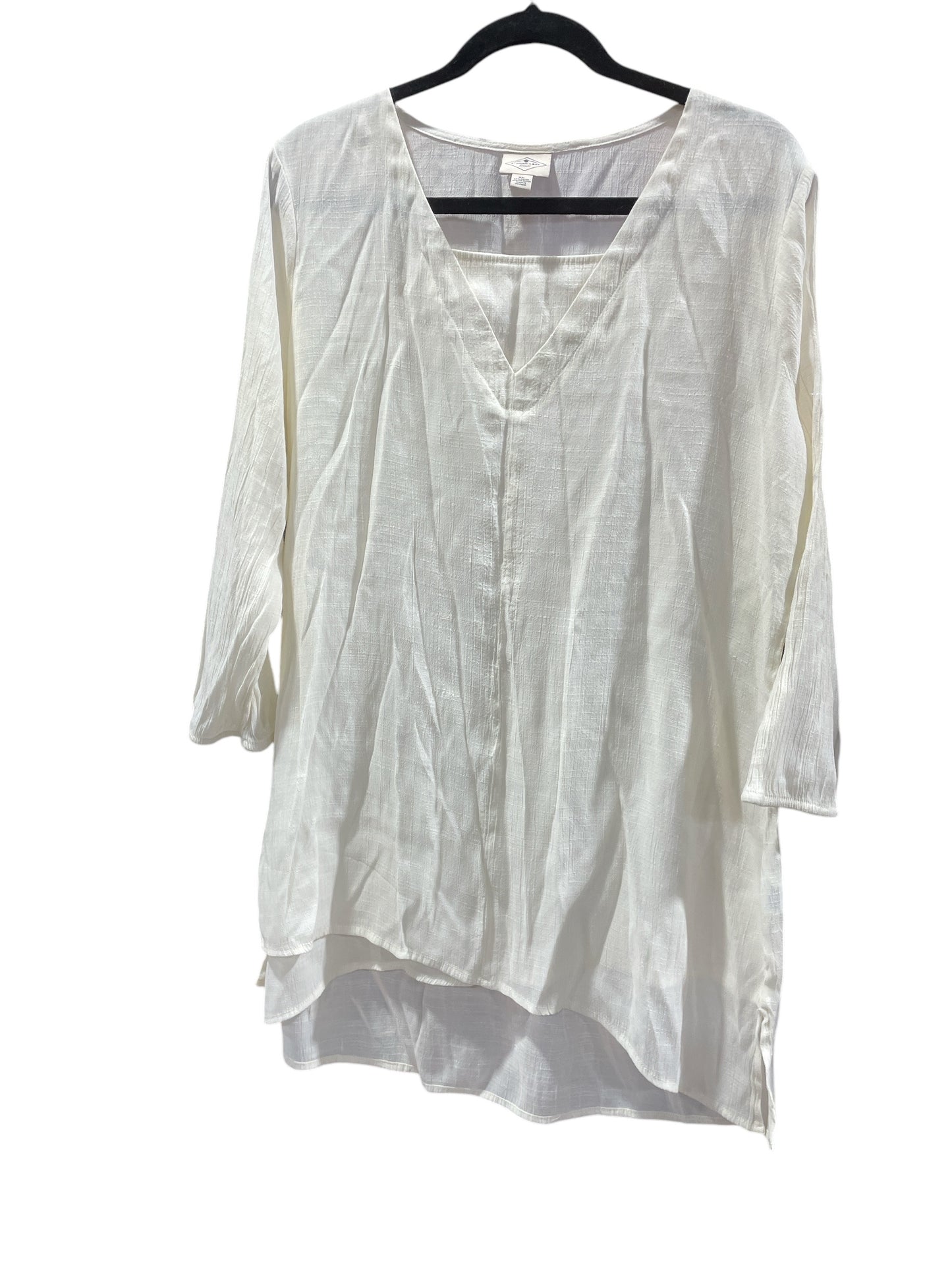 Blouse Long Sleeve By St Johns Bay In Ivory, Size: Xl