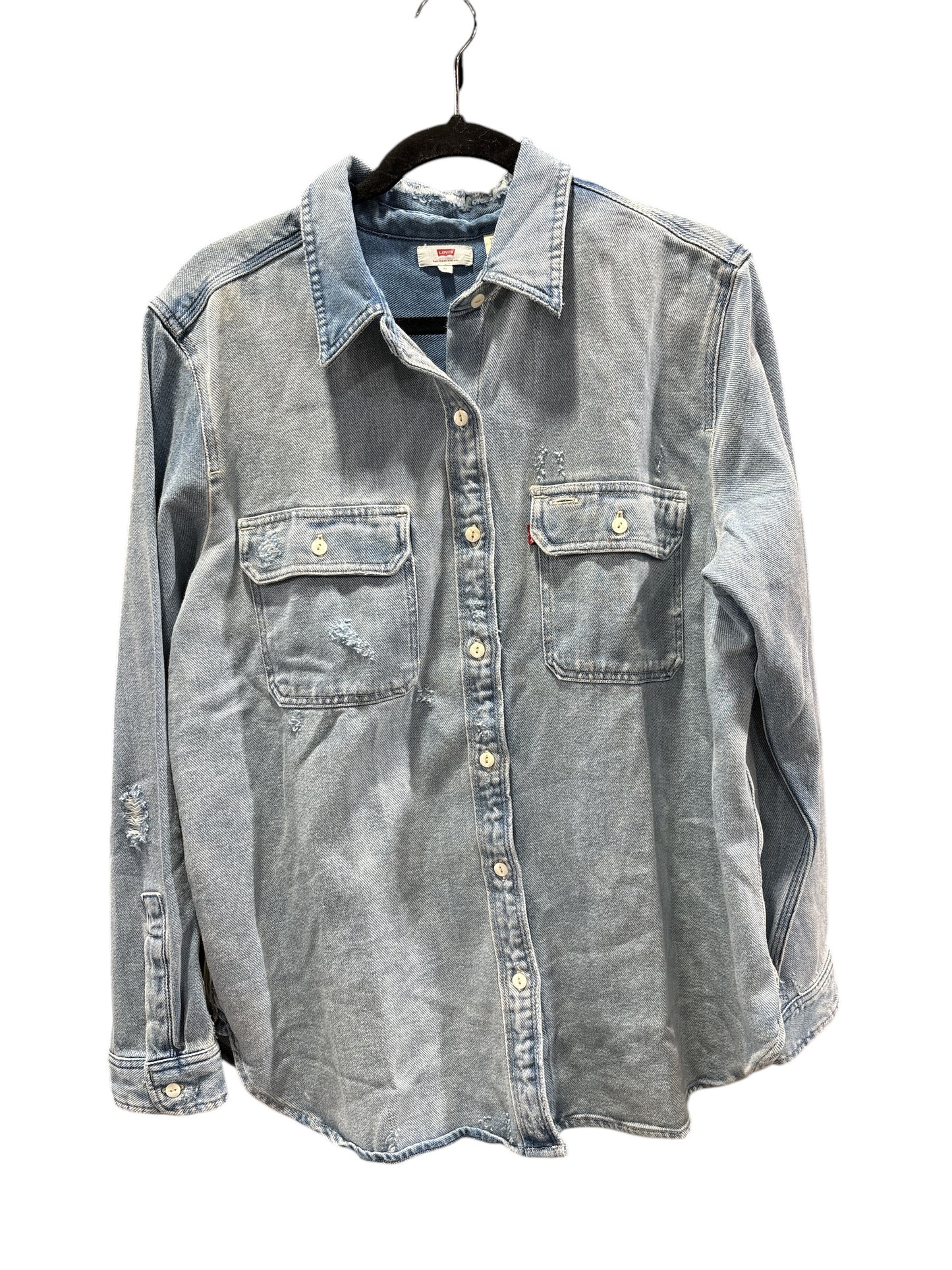 Jacket Shirt By Levis In Blue Denim, Size: Xl