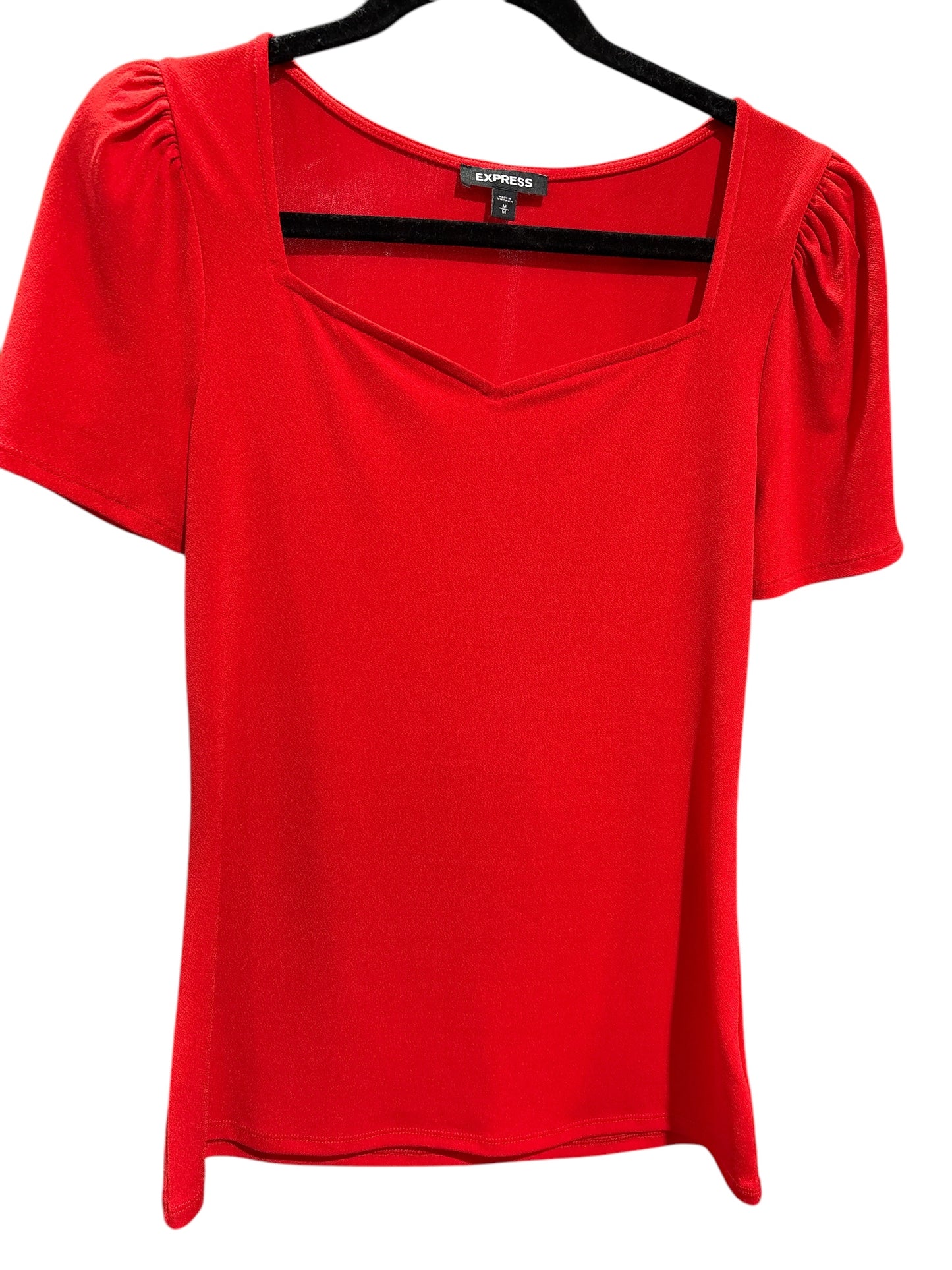 Blouse Short Sleeve By Express In Red, Size: M