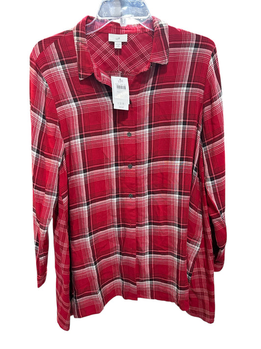 Top Long Sleeve By J. Jill In Plaid Pattern, Size: Mp