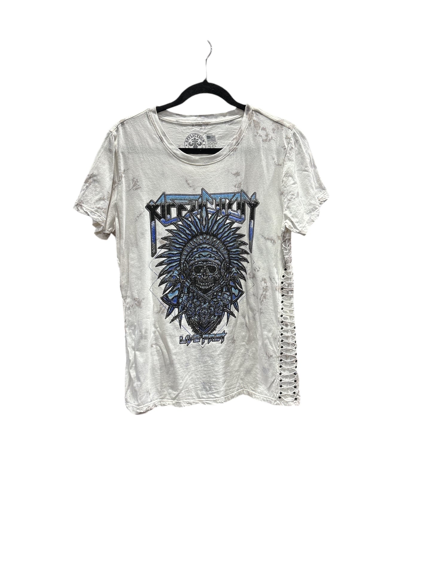 Top Short Sleeve By Affliction In White, Size: L