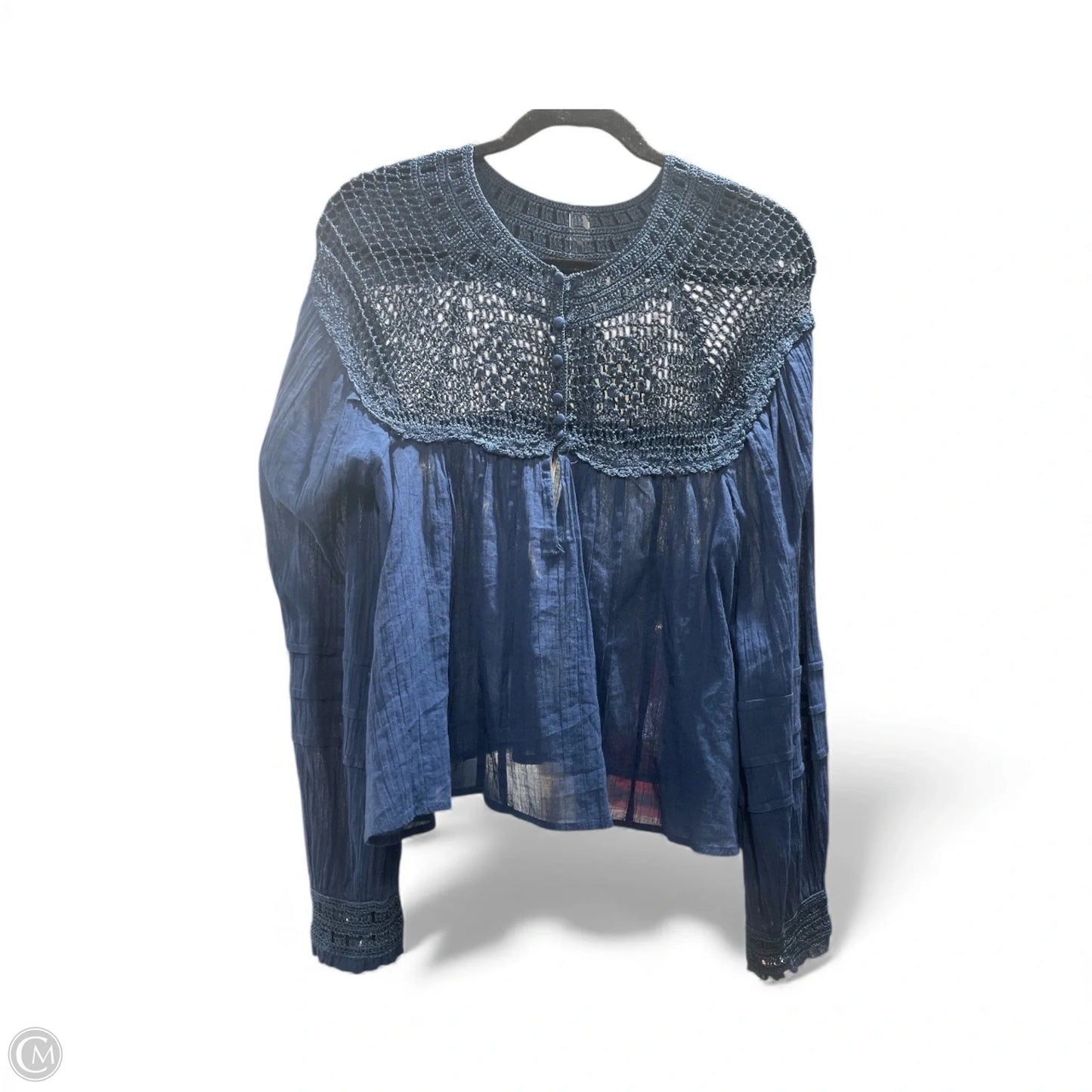 Blouse Long Sleeve By Free People In Blue, Size: Xs