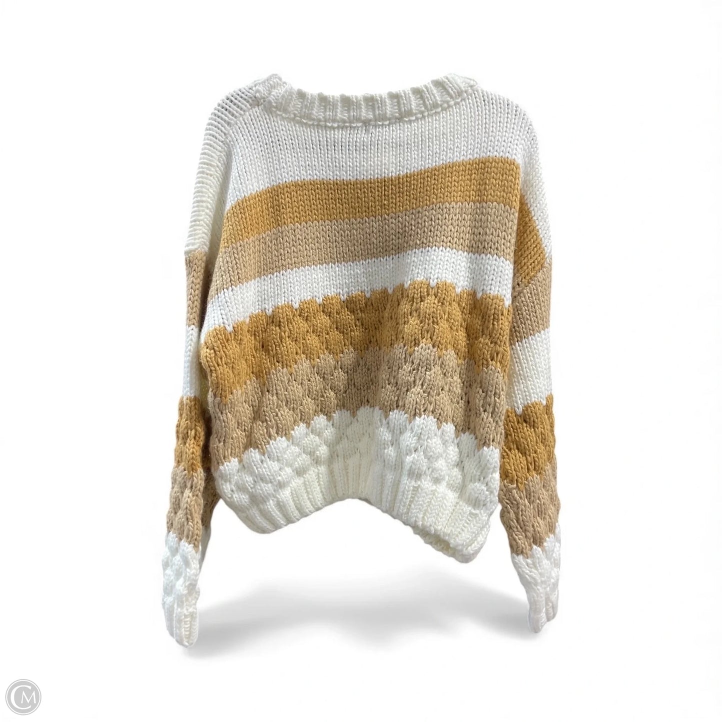 Sweater By Clothes Mentor In Tan & White, Size: L
