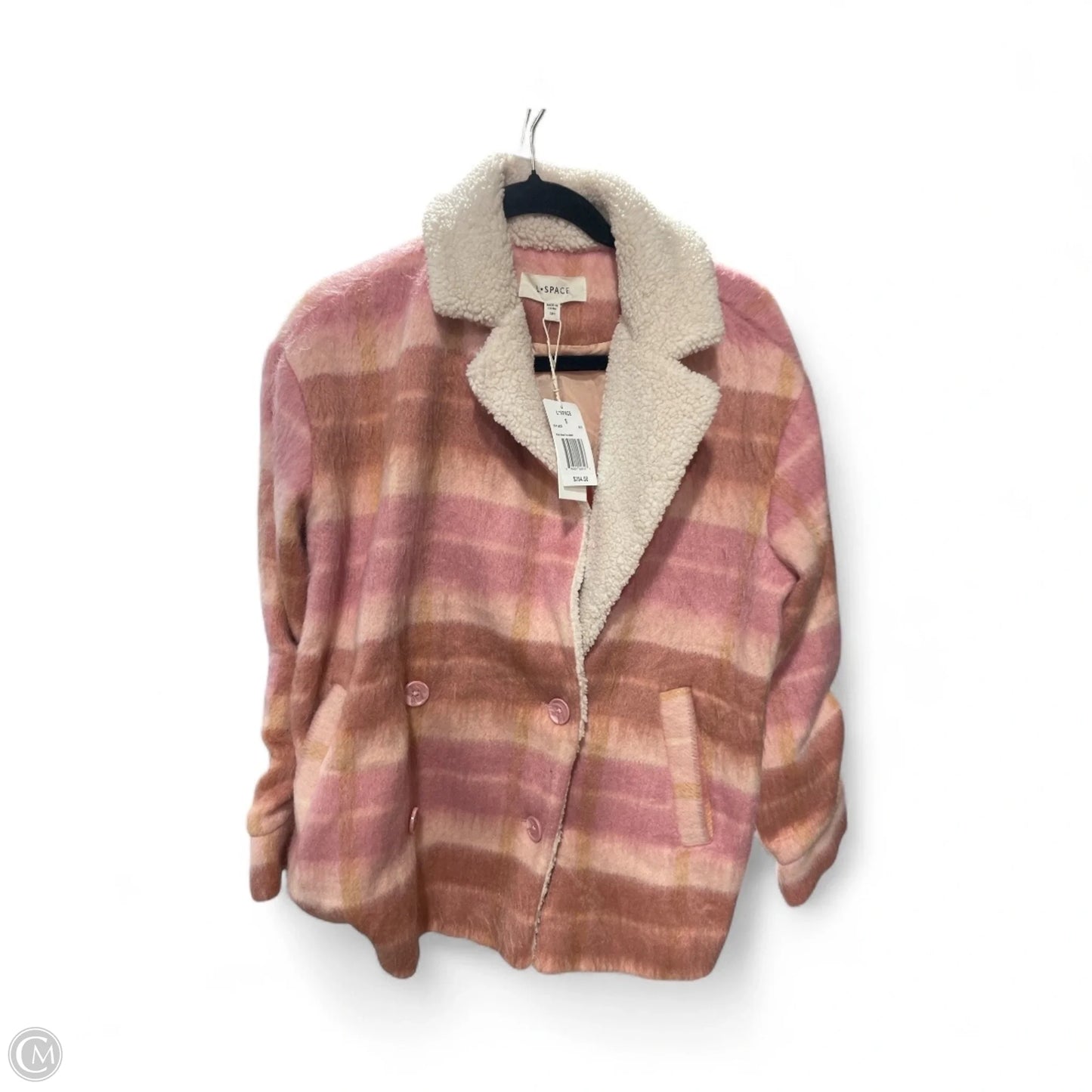 Coat Faux Fur & Sherpa By Lspace In Plaid Pattern, Size: S