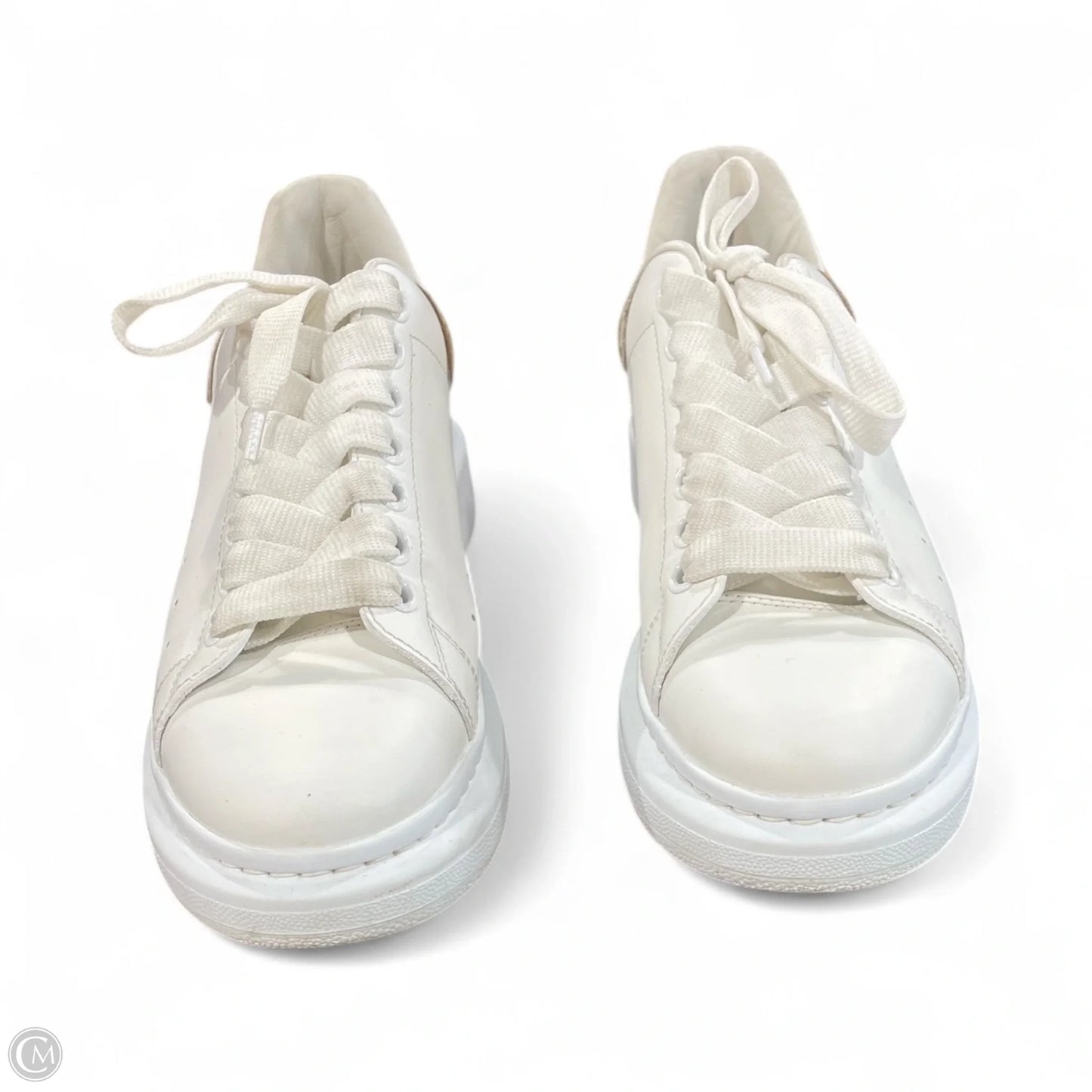 Shoes Luxury Designer By Alexander Mcqueen In Gold & White, Size: 9.5
