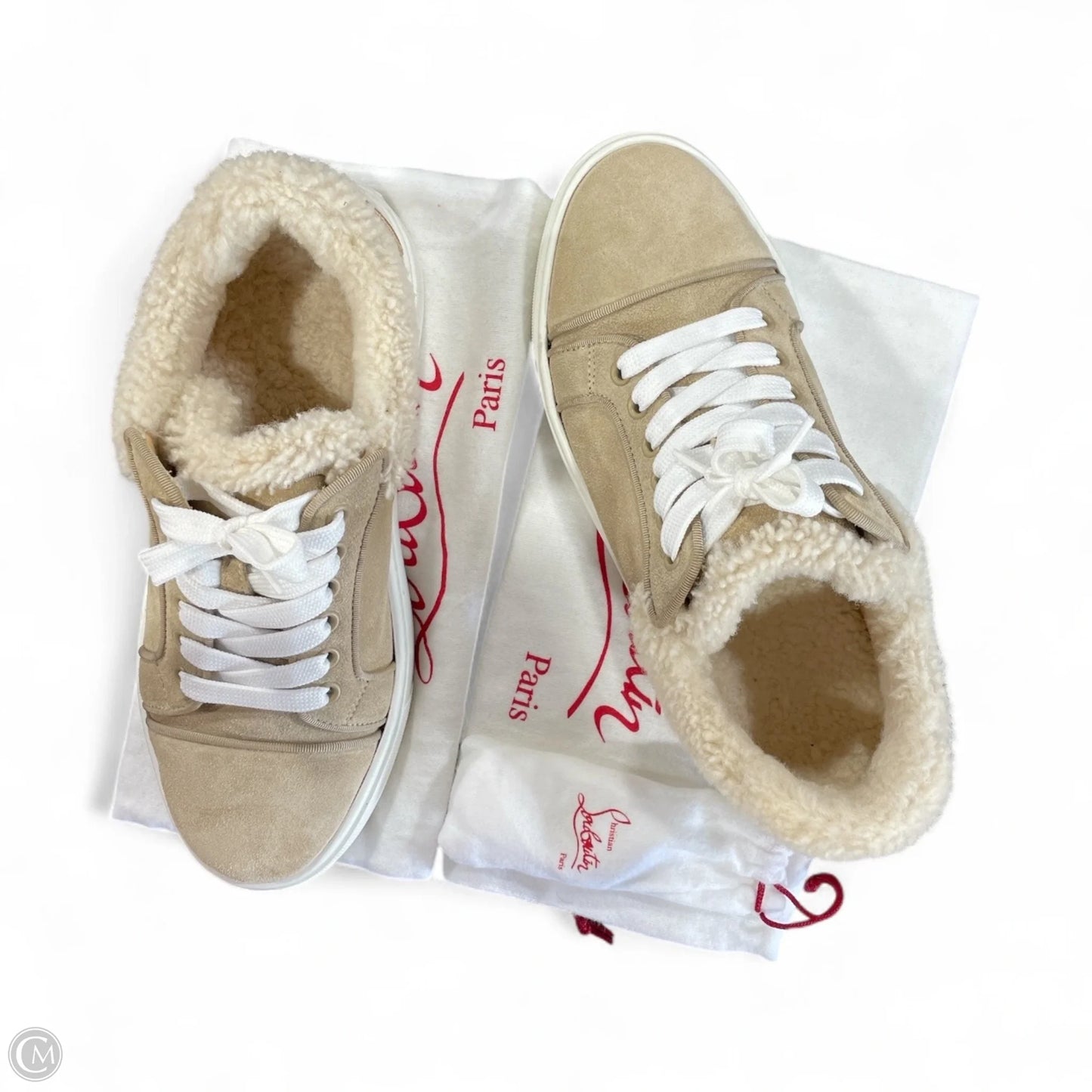 Shoes Luxury Designer By Christian Louboutin In Tan, Size: 9