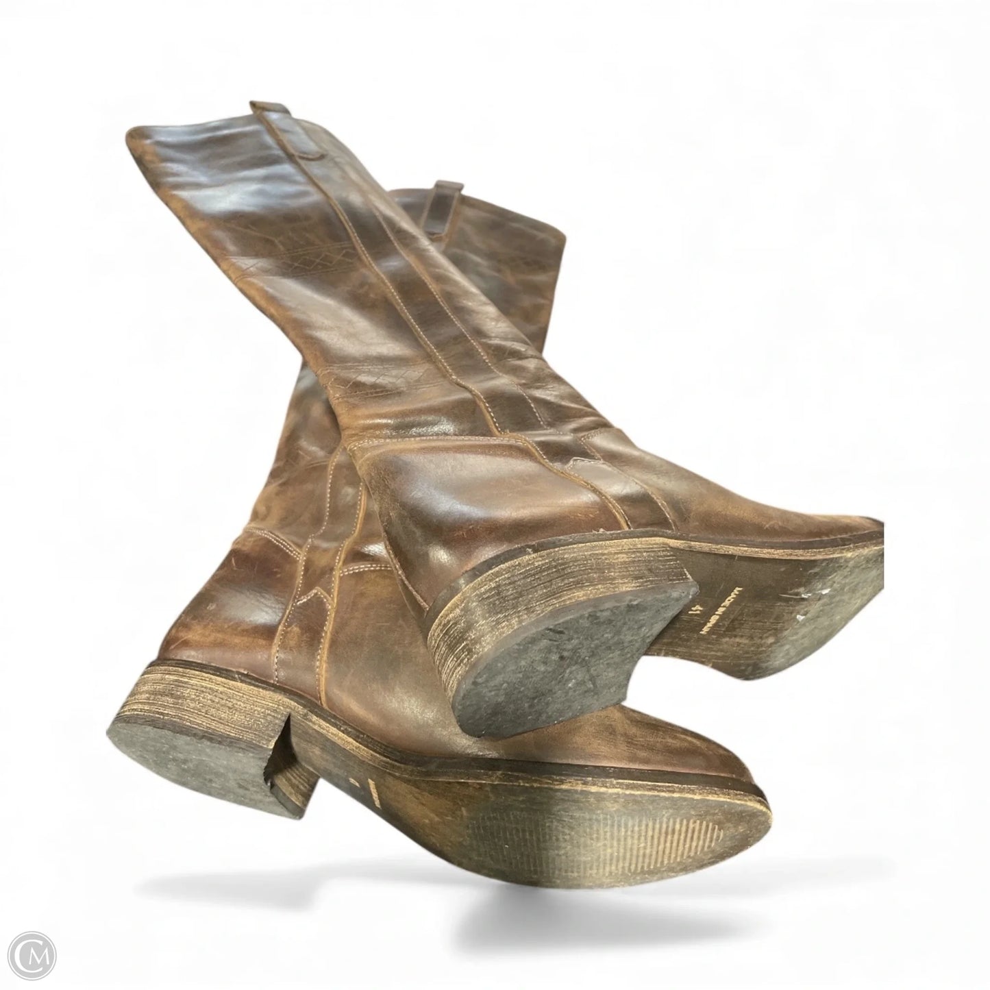 Boots Mid-calf Flats By Clothes Mentor In Brown, Size: 10