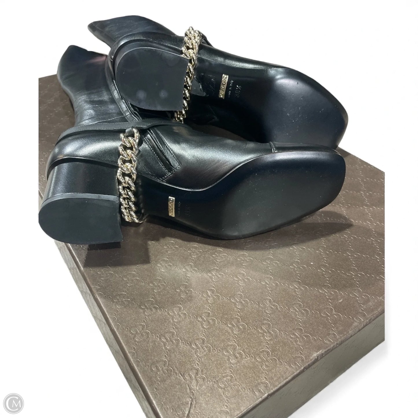 Boots Luxury Designer By Gucci In Black & Silver, Size: 8.5