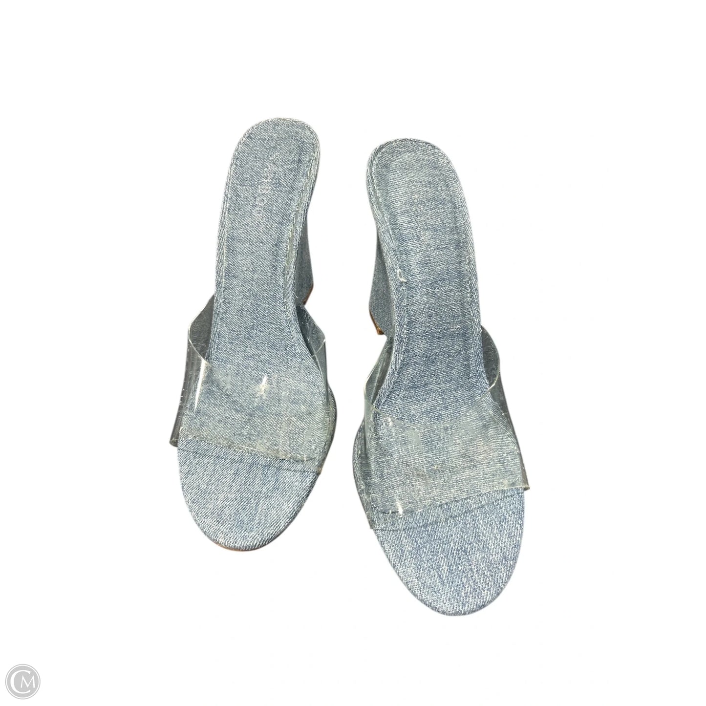 Sandals Heels Wedge By Bamboo In Blue Denim, Size: 8
