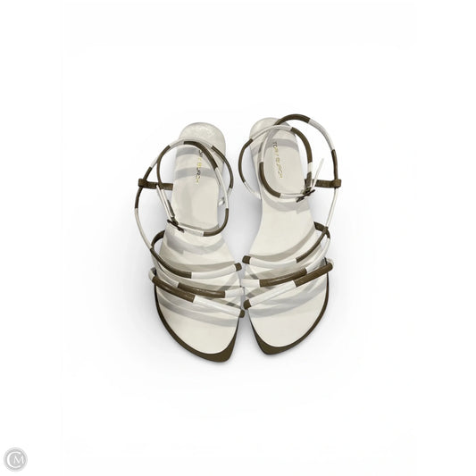 Sandals Designer By Tory Burch In Green & White, Size: 6.5