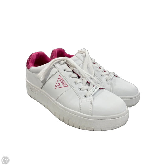 Shoes Sneakers By Guess In Pink & White, Size: 8