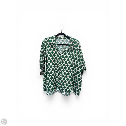 Blouse Short Sleeve By Ee Some In Cream & Green, Size: S