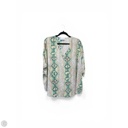 Blouse Short Sleeve By Adrienne In Snakeskin Print, Size: S