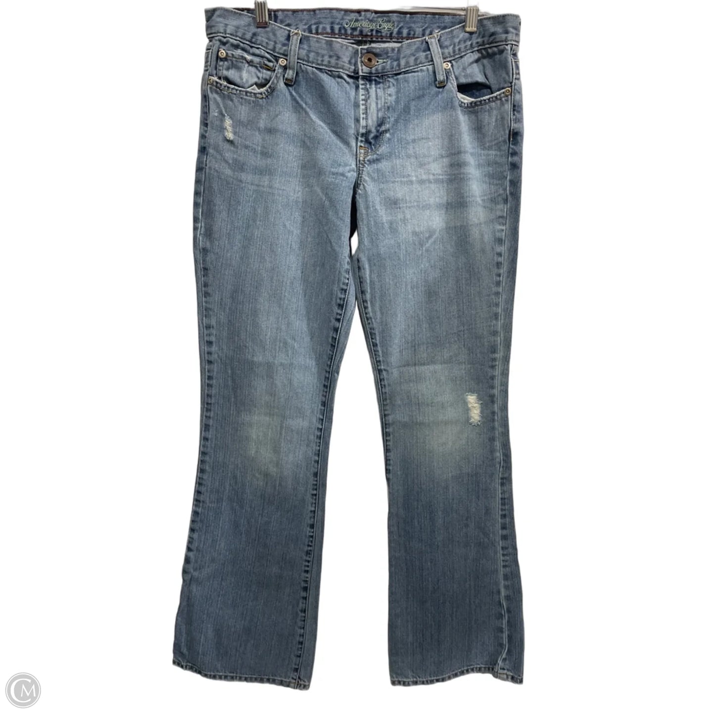 Jeans Straight By American Eagle In Blue Denim, Size: 10
