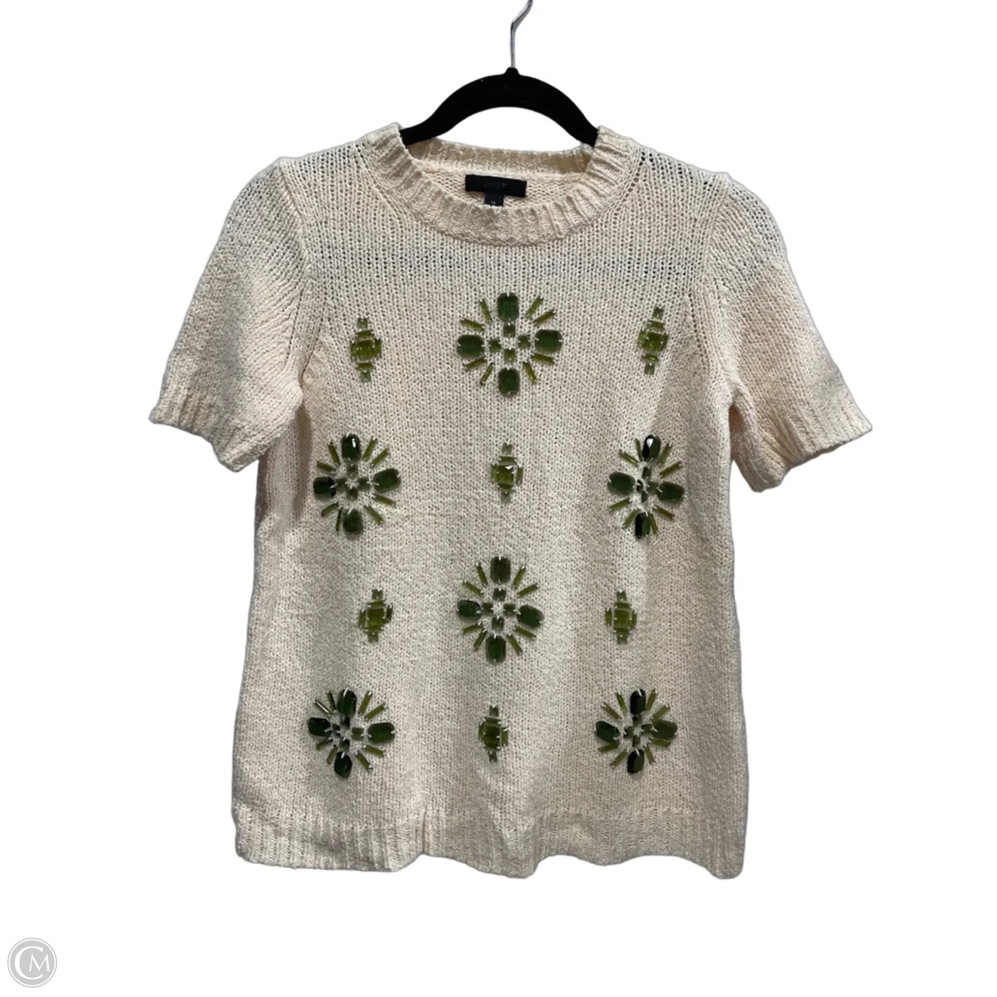 Top Short Sleeve By J. Crew In Cream & Green, Size: Xs
