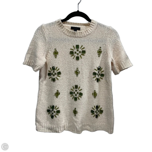 Top Short Sleeve By J. Crew In Cream & Green, Size: Xs