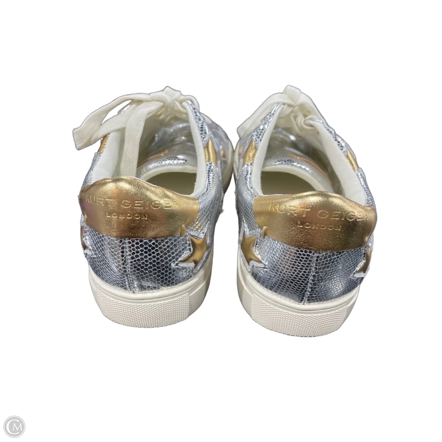 Shoes Sneakers By Kurt Geiger London In Gold & Silver, Size: 6.5