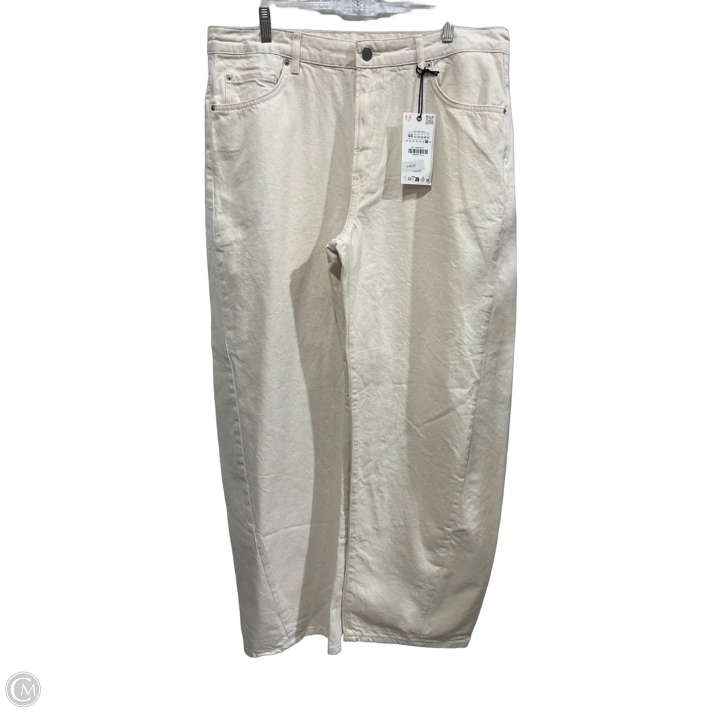 Jeans Wide Leg By Zara In White Denim, Size: 12