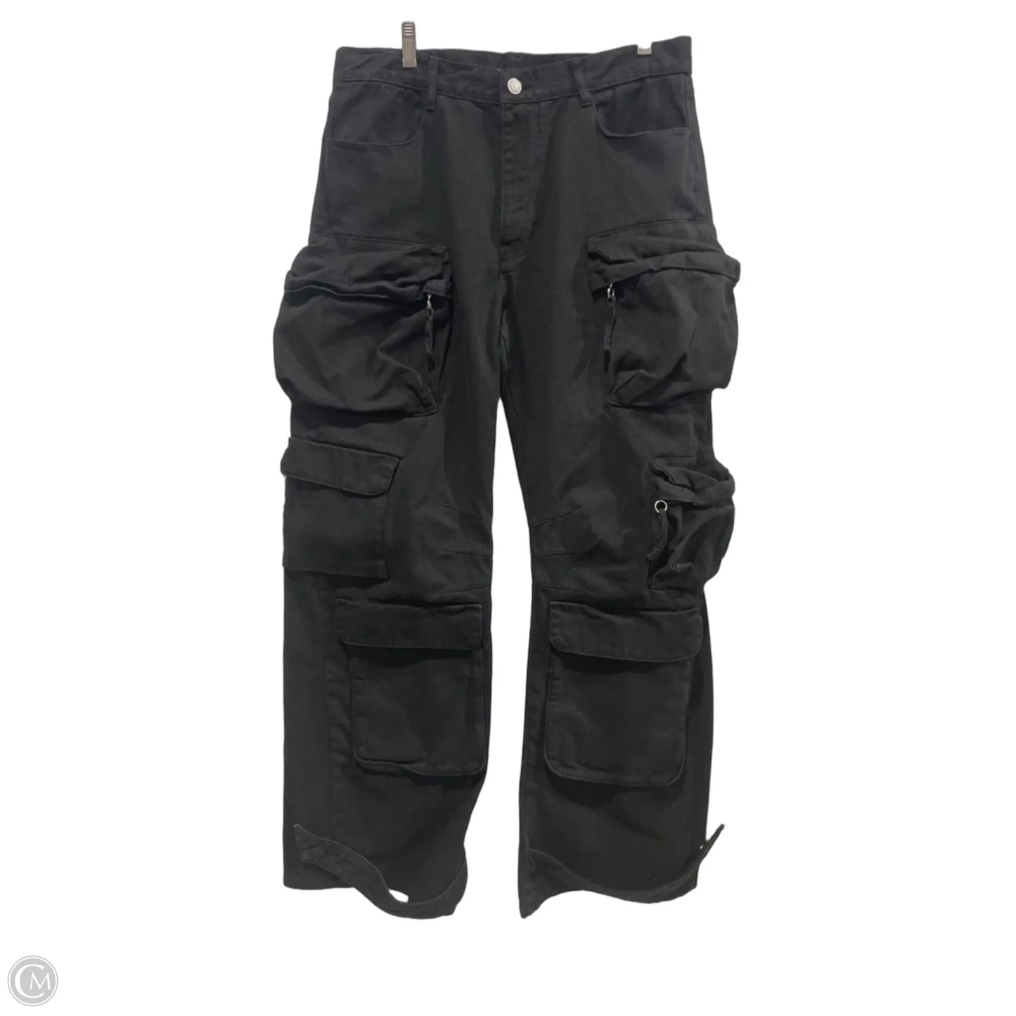 Jeans Wide Leg By Zara In Black Denim, Size: Xl