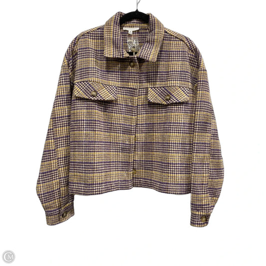 Jacket Shirt By Clothes Mentor In Purple & Yellow, Size: M
