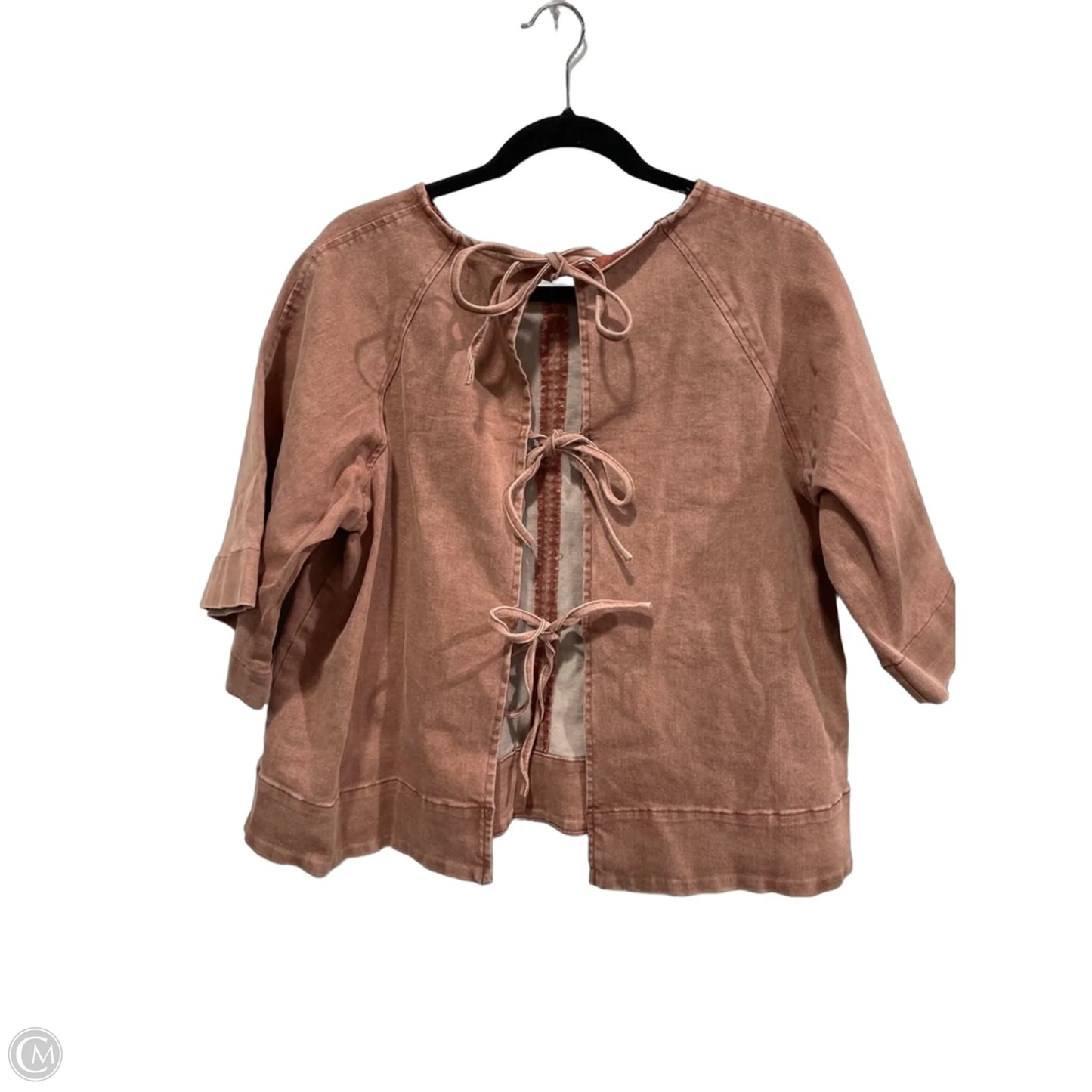 Top 3/4 Sleeve By Anniewear In Red Denim, Size: Xl