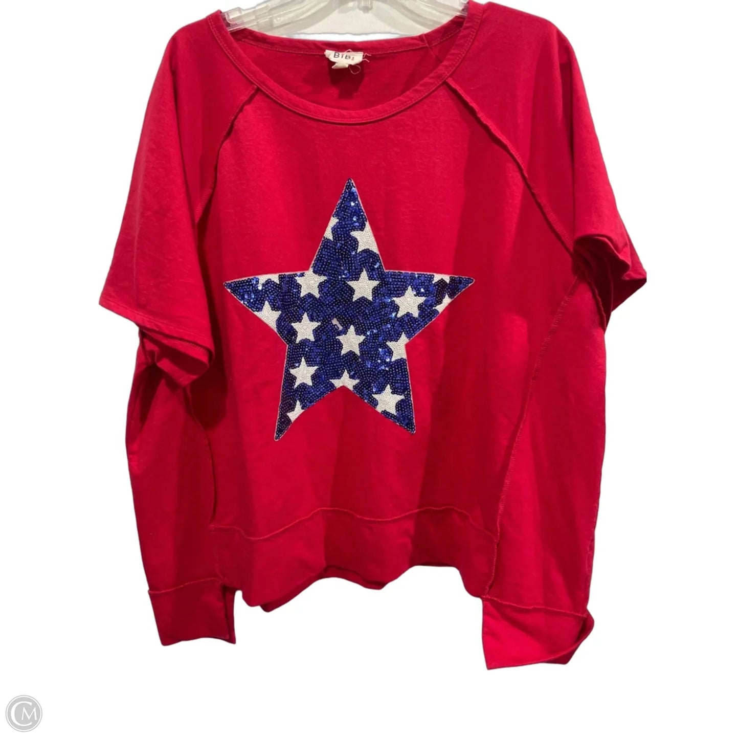 Top Short Sleeve By Bibi In Blue & Red & White, Size: Xl