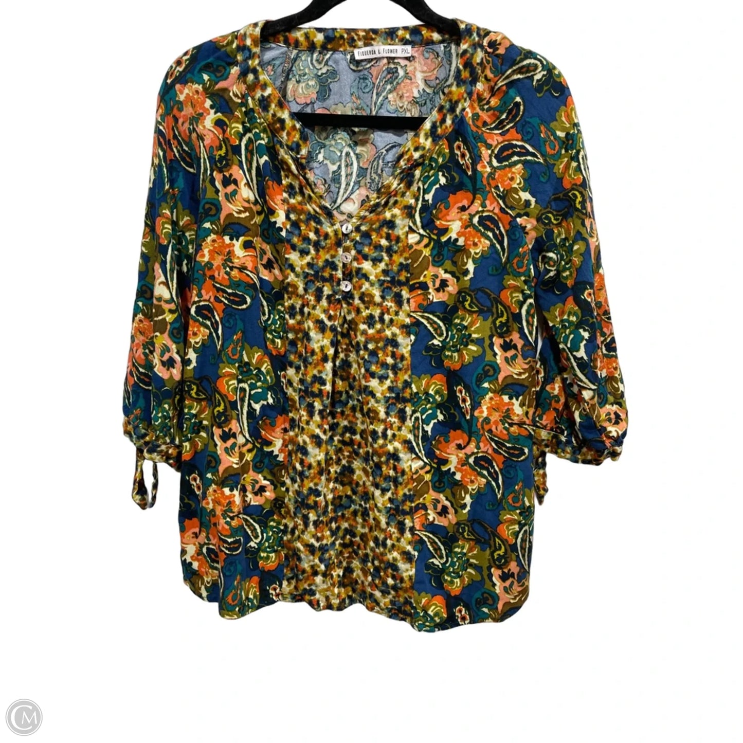 Blouse 3/4 Sleeve By Figuero & Flower In Floral Print, Size: Xlp