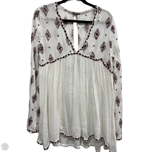 Tunic Long Sleeve By Free People In Brown & White, Size: S