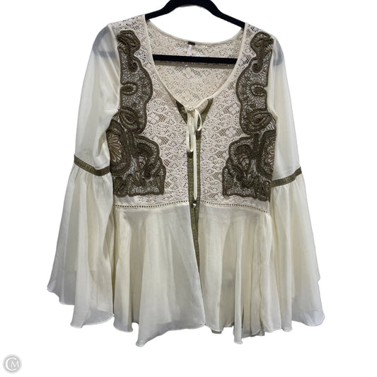 Tunic Long Sleeve By Free People In Cream & Green, Size: Xs