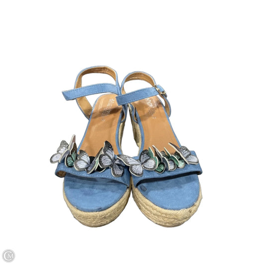Sandals Heels Wedge By Patrizia In Blue Denim, Size: 9.5