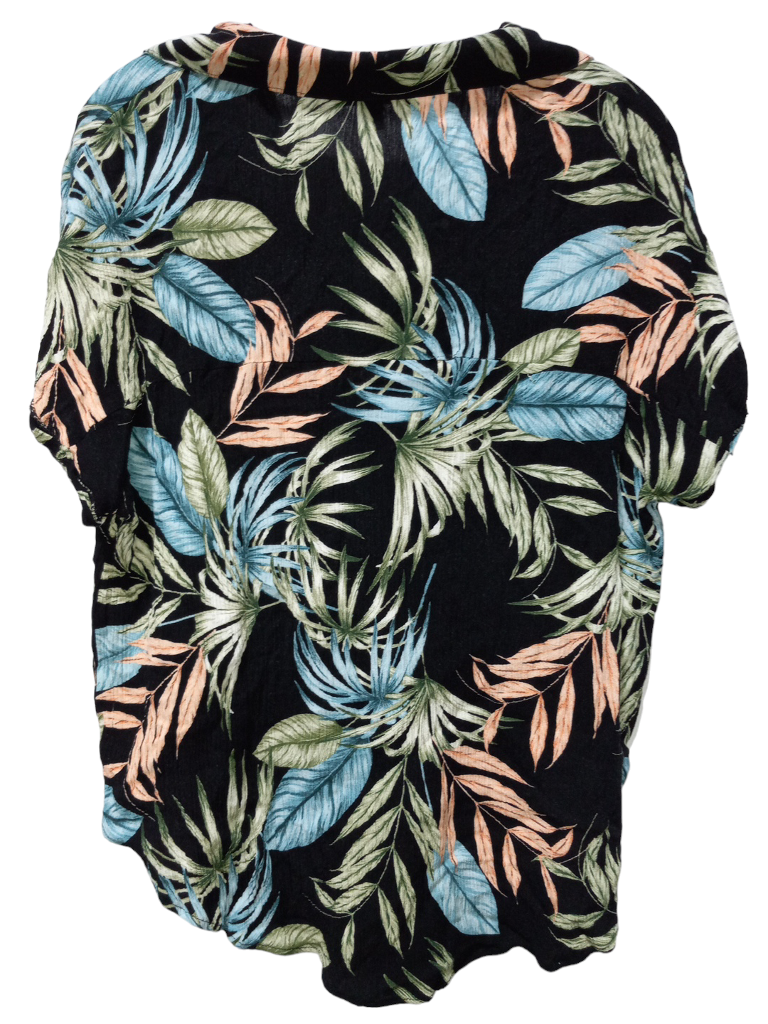 Tropical Print Blouse Short Sleeve Moa Moa, Size Xl