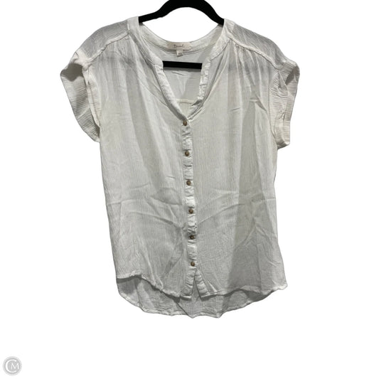 Blouse Short Sleeve By Be Cool In White, Size: L