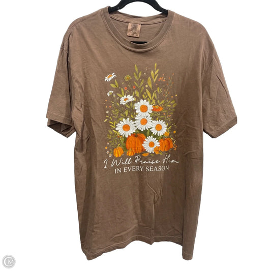 Top Short Sleeve By Comfort Colors In Brown, Size: L