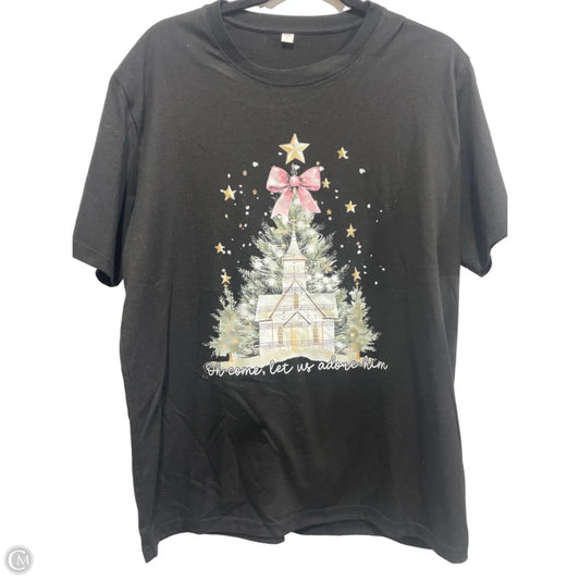 Top Short Sleeve By Clothes Mentor In Black, Size: L