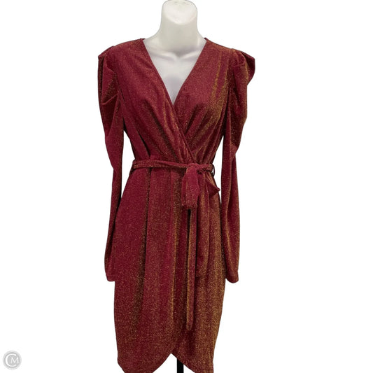 Dress Party Short By Clothes Mentor In Gold & Red, Size: L