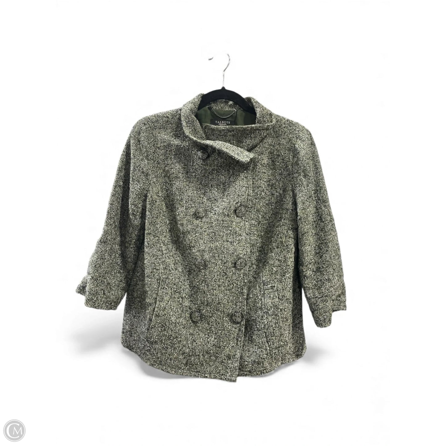 Coat Wool By Talbots In Green & Grey, Size: 8p
