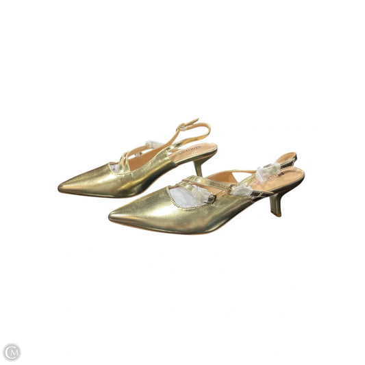 Shoes Heels Kitten By Clothes Mentor In Gold, Size: 8.5