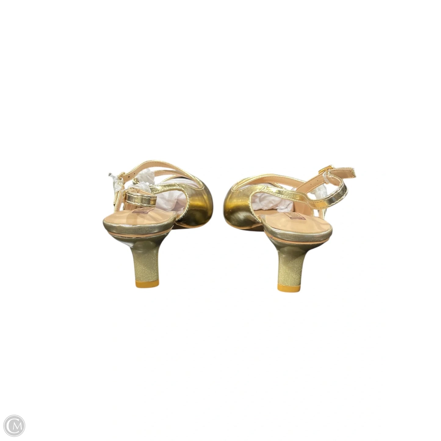 Shoes Heels Kitten By Clothes Mentor In Gold, Size: 8.5