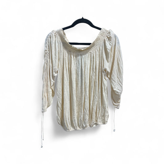 Top 3/4 Sleeve By Free People In Cream, Size: Xs