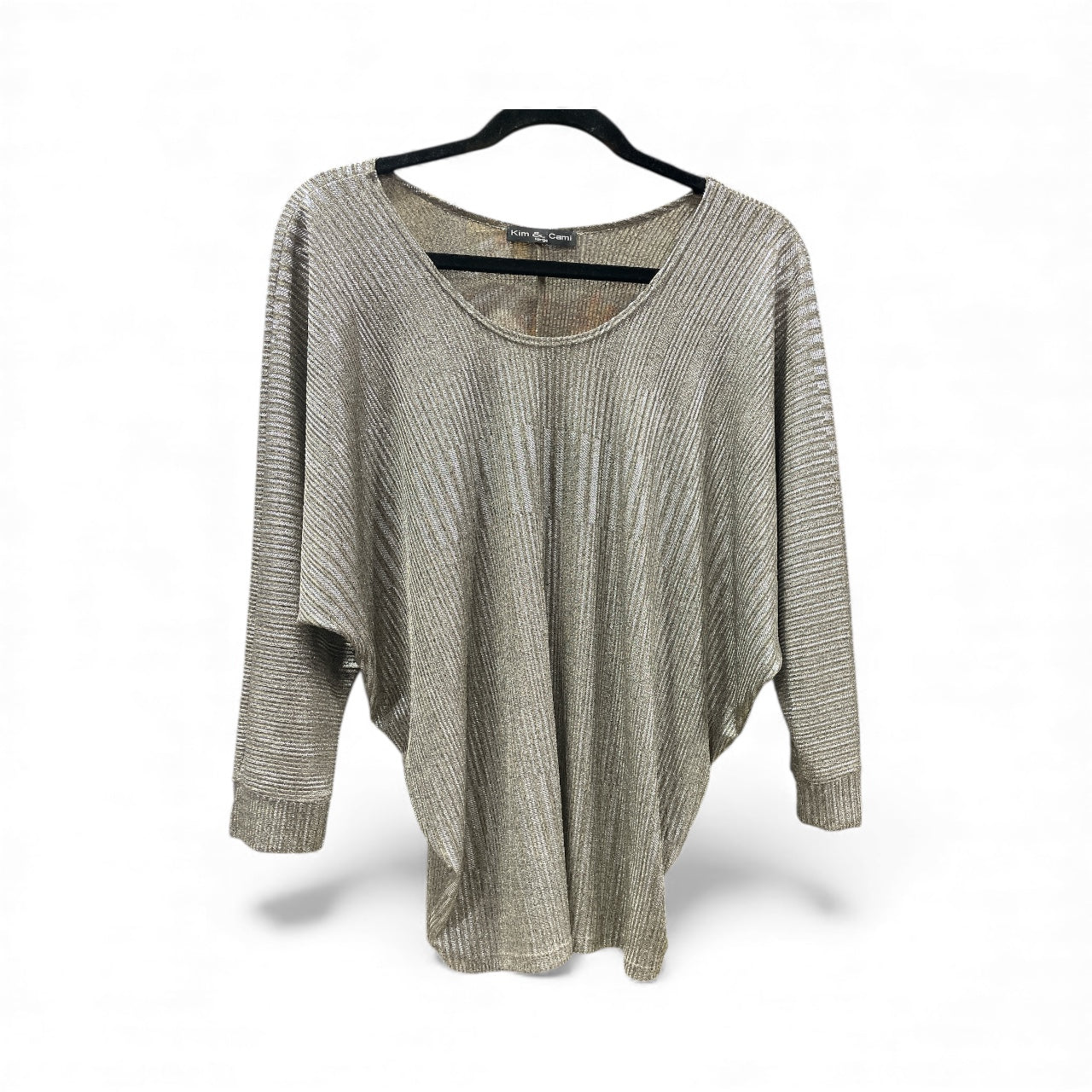 Top 3/4 Sleeve By Kim & Cami In Gold & Silver, Size:L
