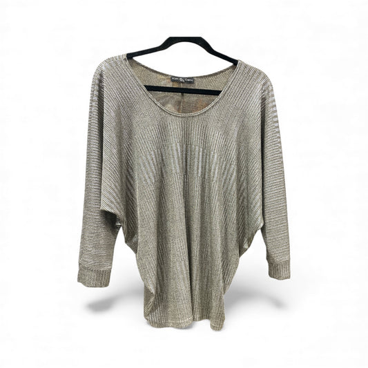 Top 3/4 Sleeve By Kim & Cami In Gold & Silver, Size:L